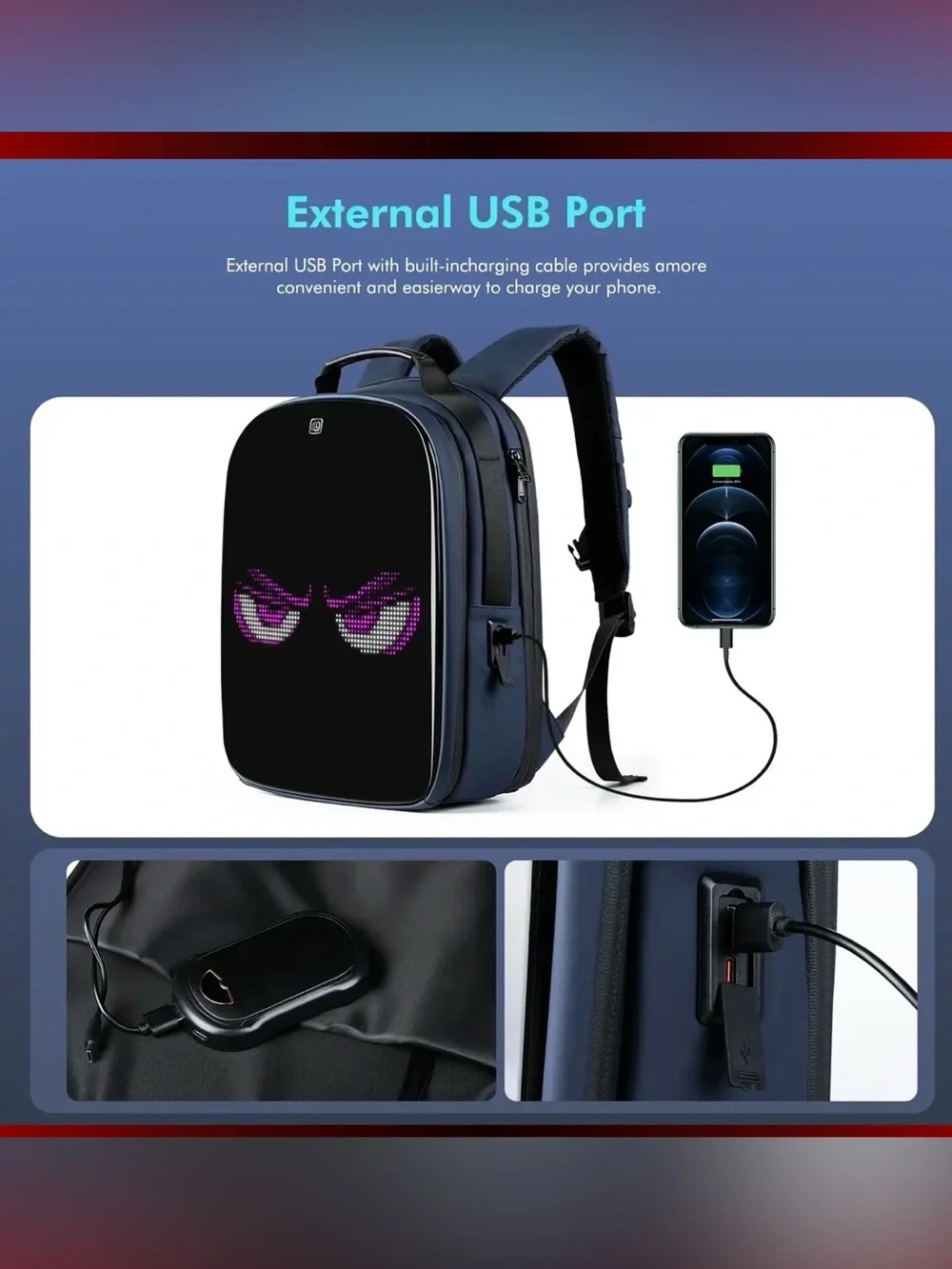 Gelrova LuminaPack X1 Black LED Motorcycle Backpack 16.6”